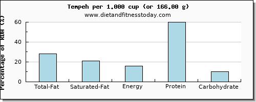 total fat and nutritional content in fat in tempeh